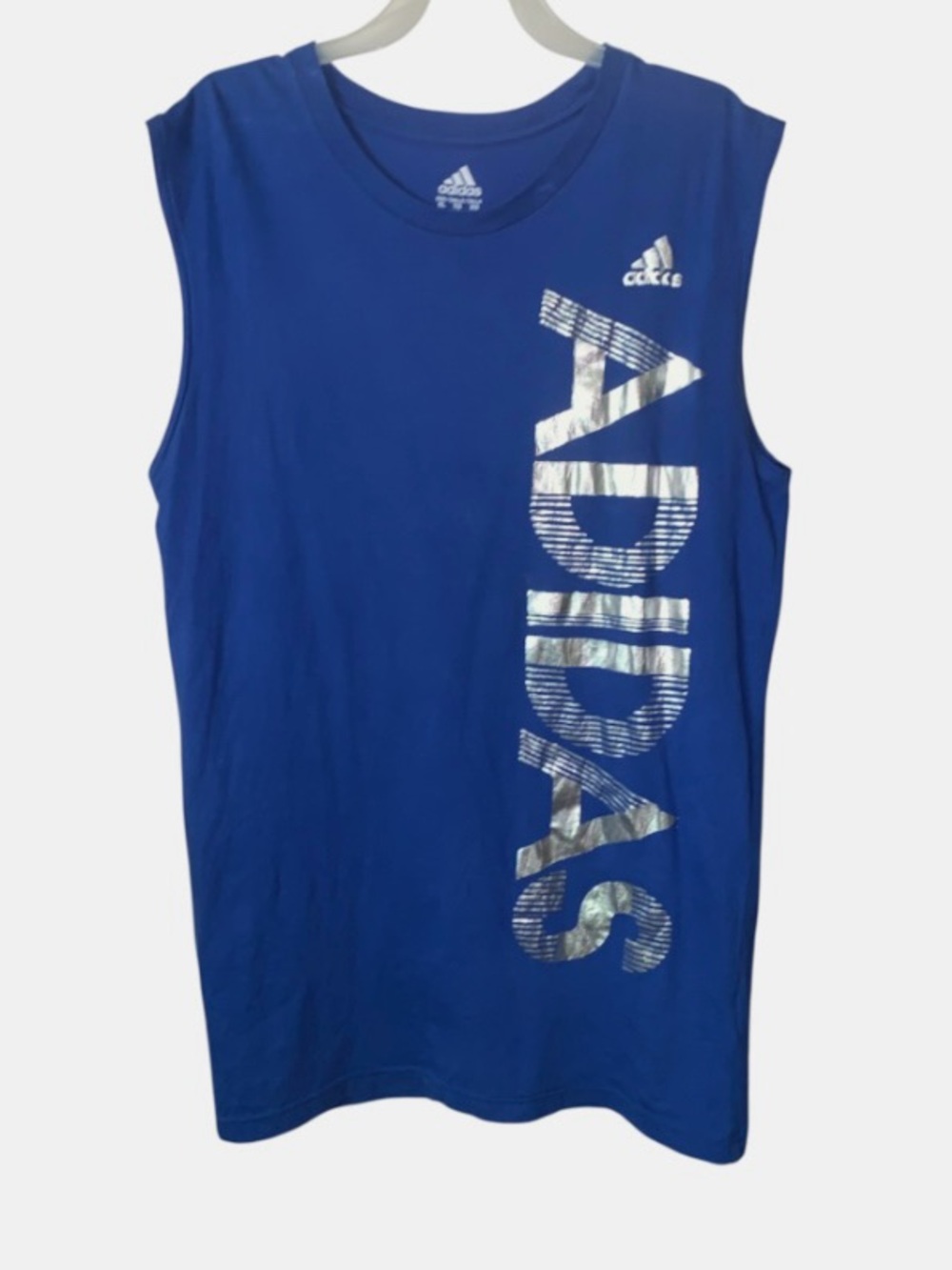 adidas Royal Blue Sleeveless   with Silver Vertical Logo